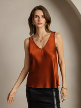 [Caramelo] SilkSilky-ES Sleeveless V Neck Top de tirantes 001