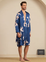 [Azul Oscuro] SilkSilky-ES 19Momme Long Sleeve Mens Pajamas 005