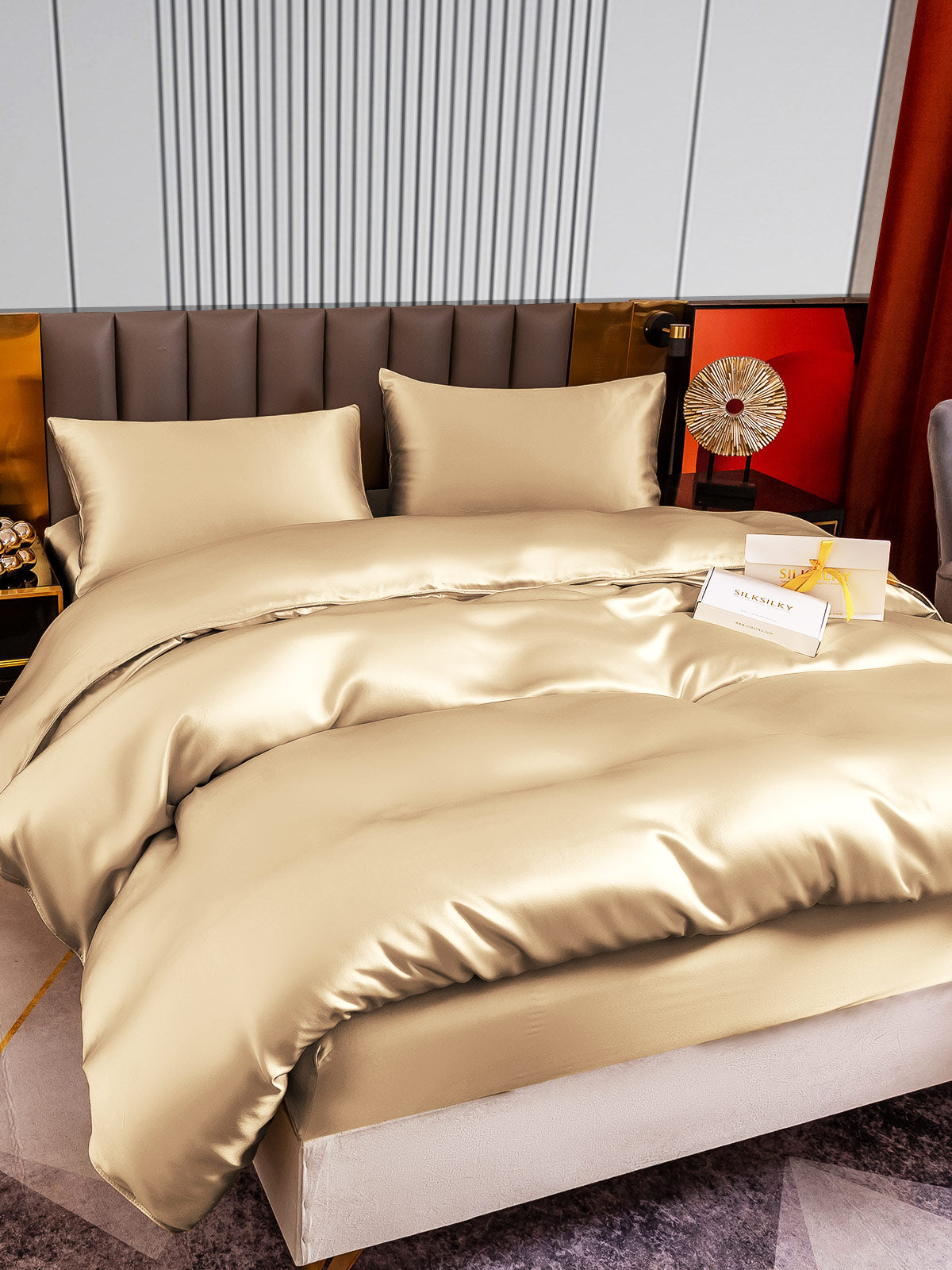 [Beige] SilkSilky-ES 22Momme Seda Pura Bedding Set 003