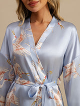 [Azul Claro] SilkSilky-ES 3/4 Sleeve Bata de mujer 005
