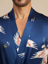 [Azul Oscuro] SilkSilky-ES 19Momme Mens Robe 003