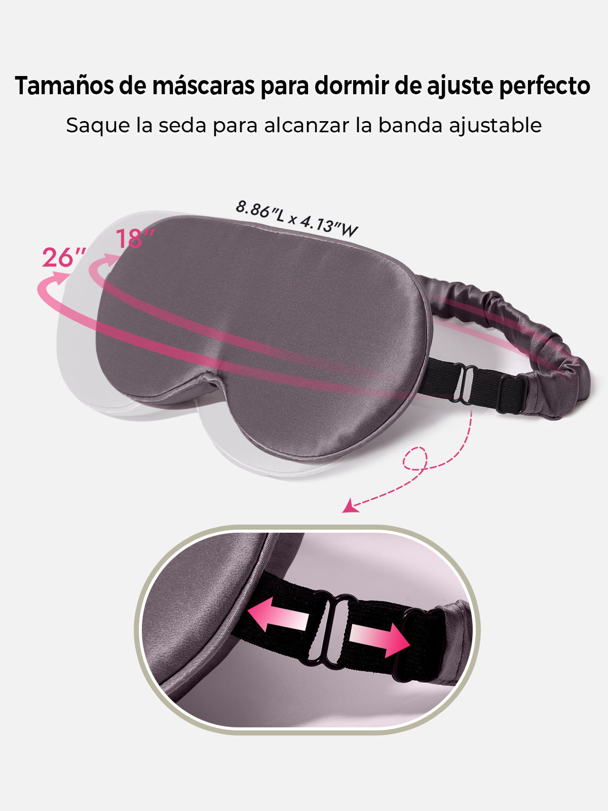 [Gris Oscuro] SilkSilky-ES Seda Pura Eye Mask 004