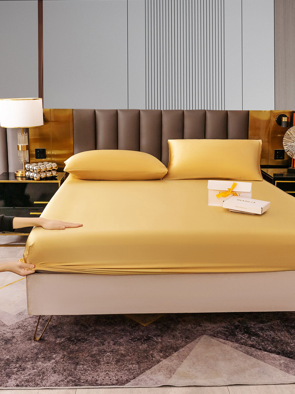 [Champán] SilkSilky-ES 22Momme Seda Pura Bedding Set 006