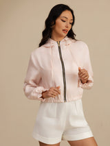 [Rosa] SilkSilky-ES 18Momme Manga larga Cuello Alto Chaqueta de mujer 004