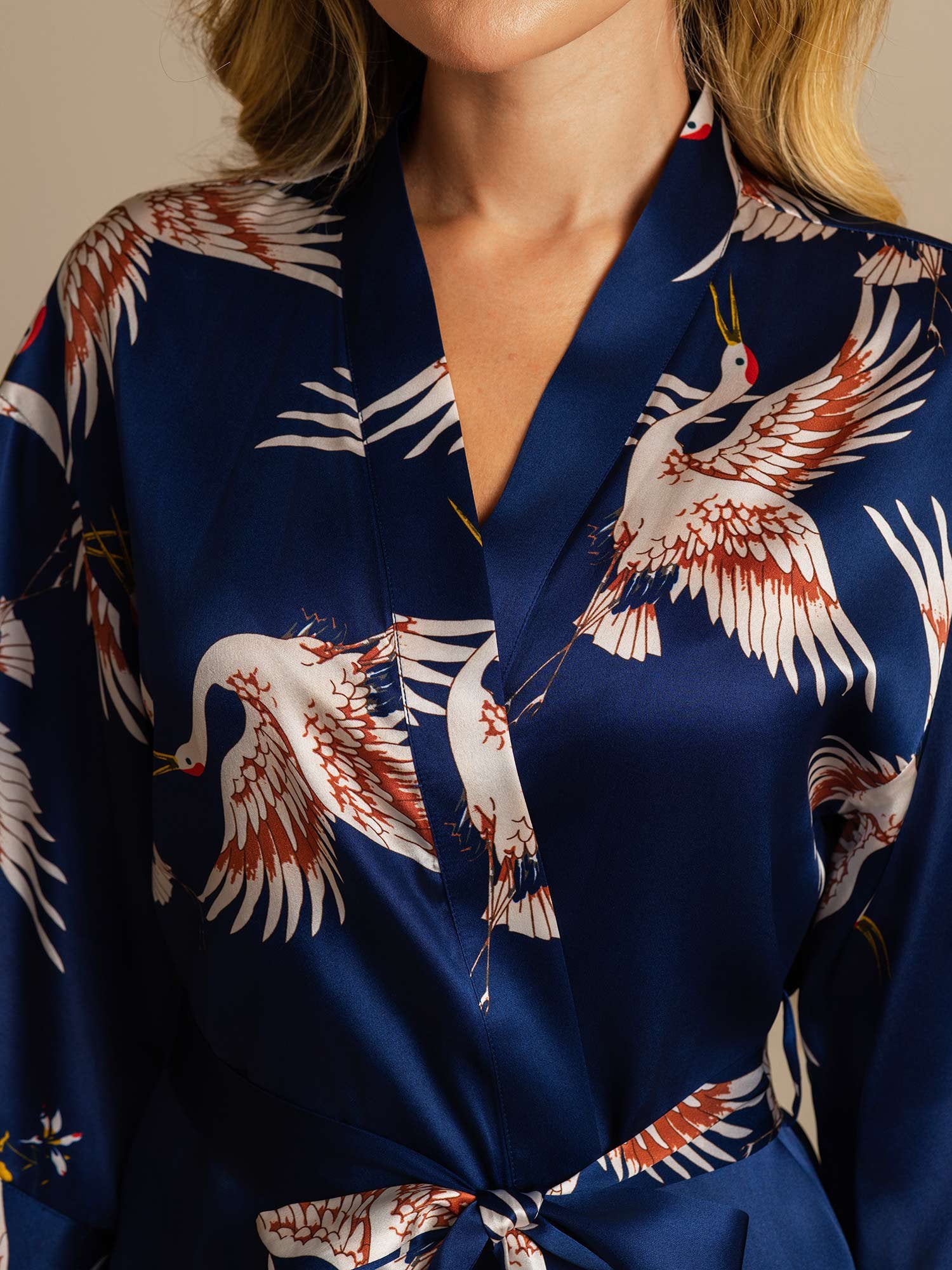 [AzulOscuro] SilkSilky-ES 19Momme Seda Pura Womens Robe 004