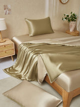 [Beige+Caqui] SilkSilky-ES 19Momme Seda Pura Bedding Set 001