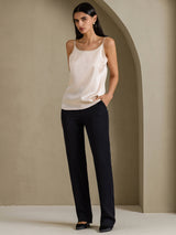 [Beige] SilkSilky-ES Spaghetti Strap Top de tirantes 005