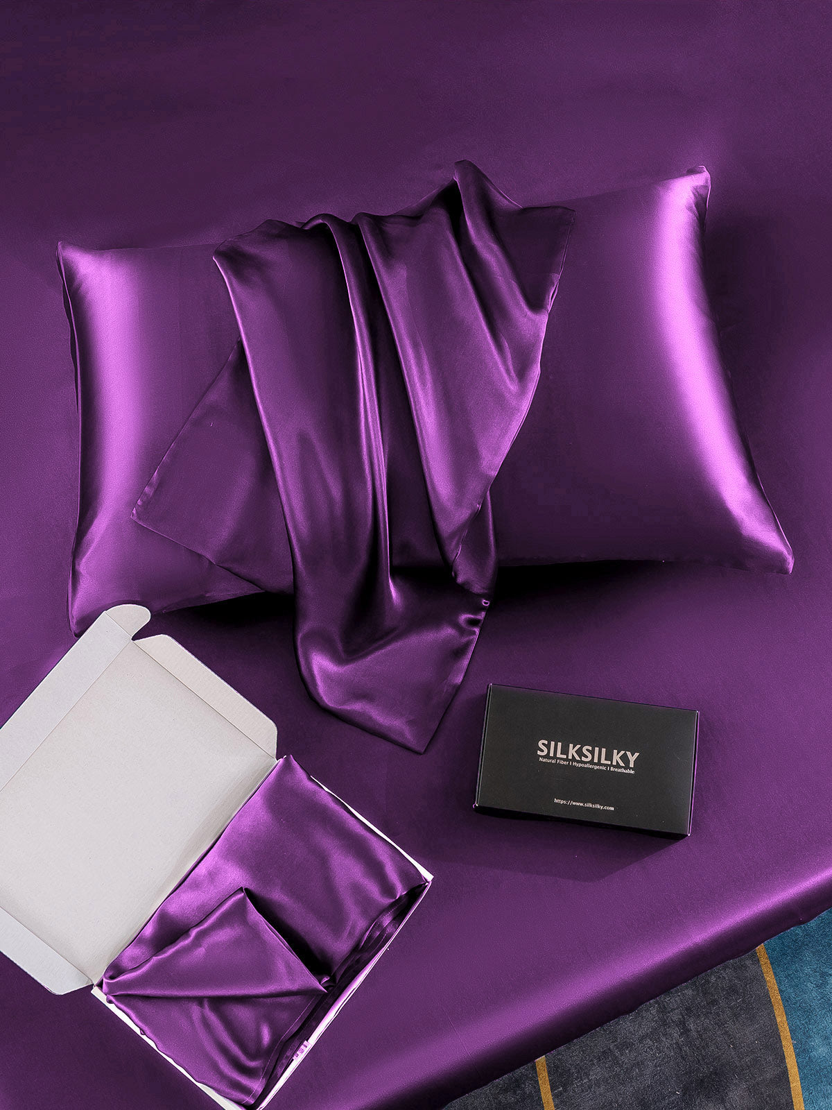 [Púrpura] SilkSilky-ES 19Momme Seda Pura Pillowcase 006