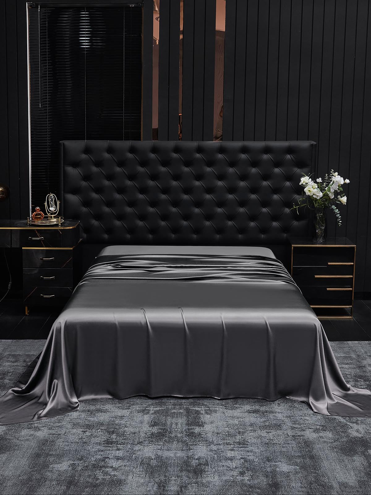[Gris Oscuro] SilkSilky-ES 19Momme Seda Pura Sheet 002