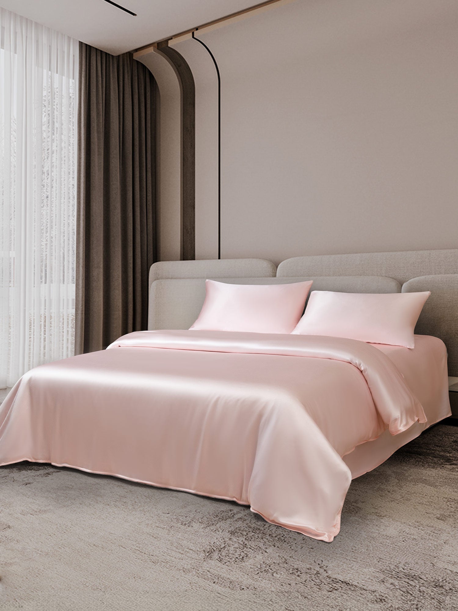 [Rosa] SilkSilky-ES 19Momme Juego de ropa de cama 002