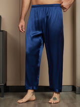 [Azul Oscuro] SilkSilky-ES Seda Pura Mens Sleep Bottoms 001