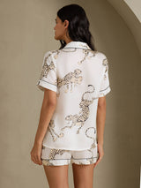 [Guepardo Blanco] SilkSilky-ES Short Sleeve Notch Collar Pijamas de mujer 002