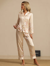[Champán] SilkSilky-ES Long Sleeve Lapel Collar Pijamas de mujer 007