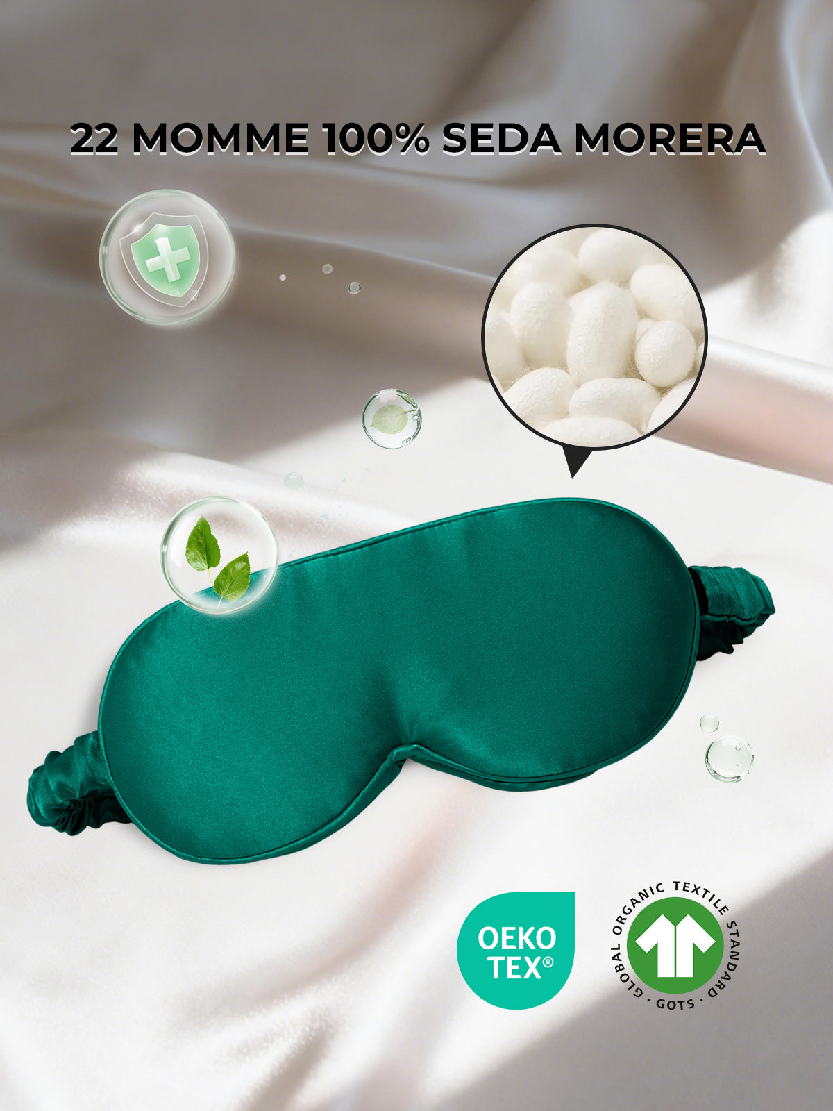[Verde Oscuro] SilkSilky-ES Seda Pura Eye Mask 002