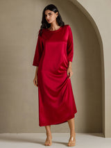 [Vino] SilkSilky-ES 3/4 Sleeve Round Neck Vestido 005