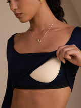 [Azul Oscuro] SilkSilky-ES Long Sleeve Cuello en U Camisetas de Mujer 005