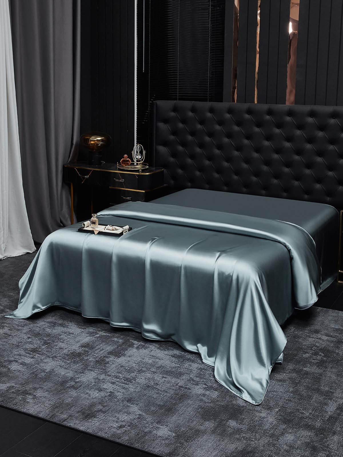 [Azul Grisáceo] SilkSilky-ES 19Momme Seda Pura Duvet Cover 001