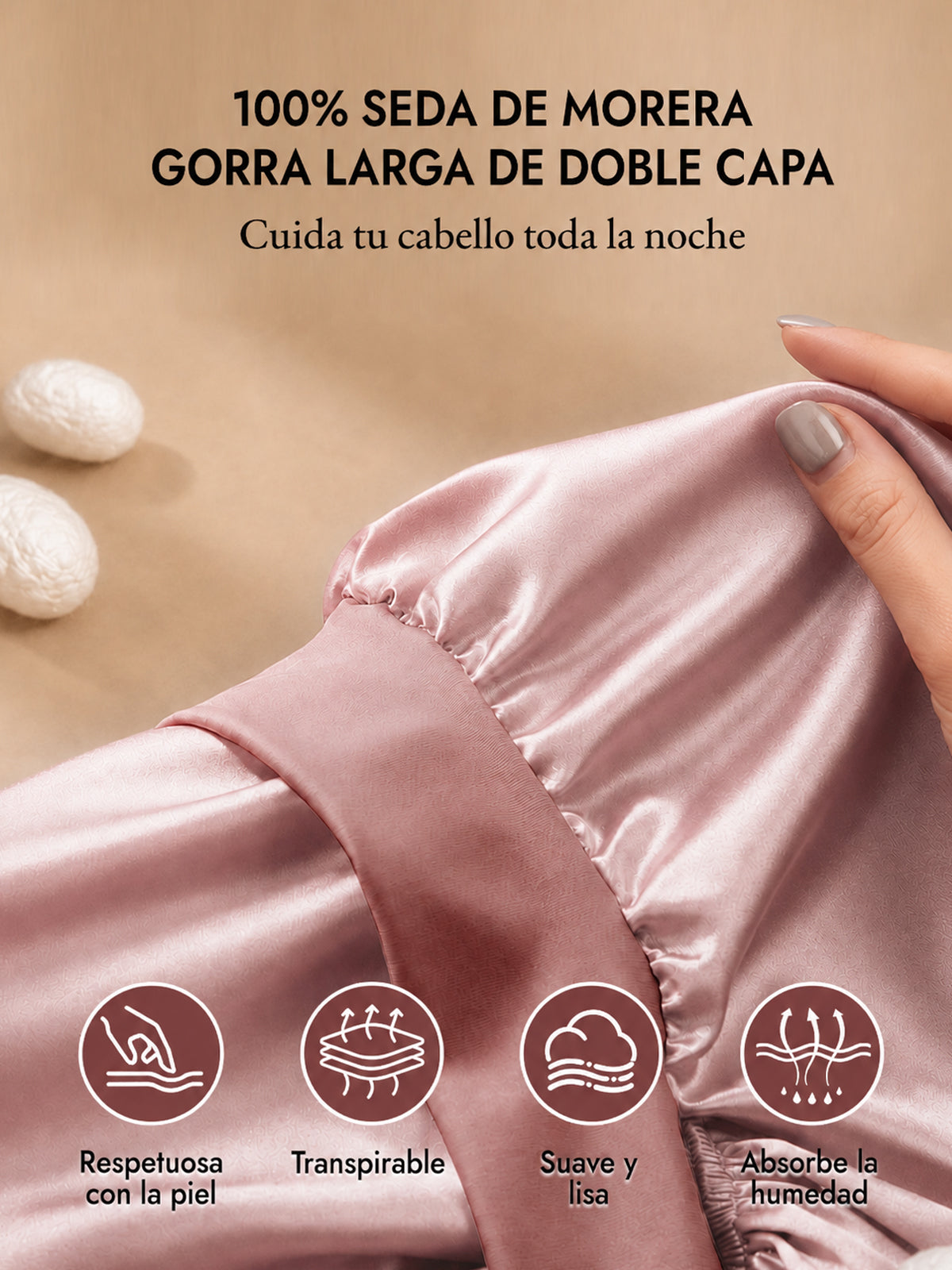 [Rosa] SilkSilky-ES Gorros De Dormir 002