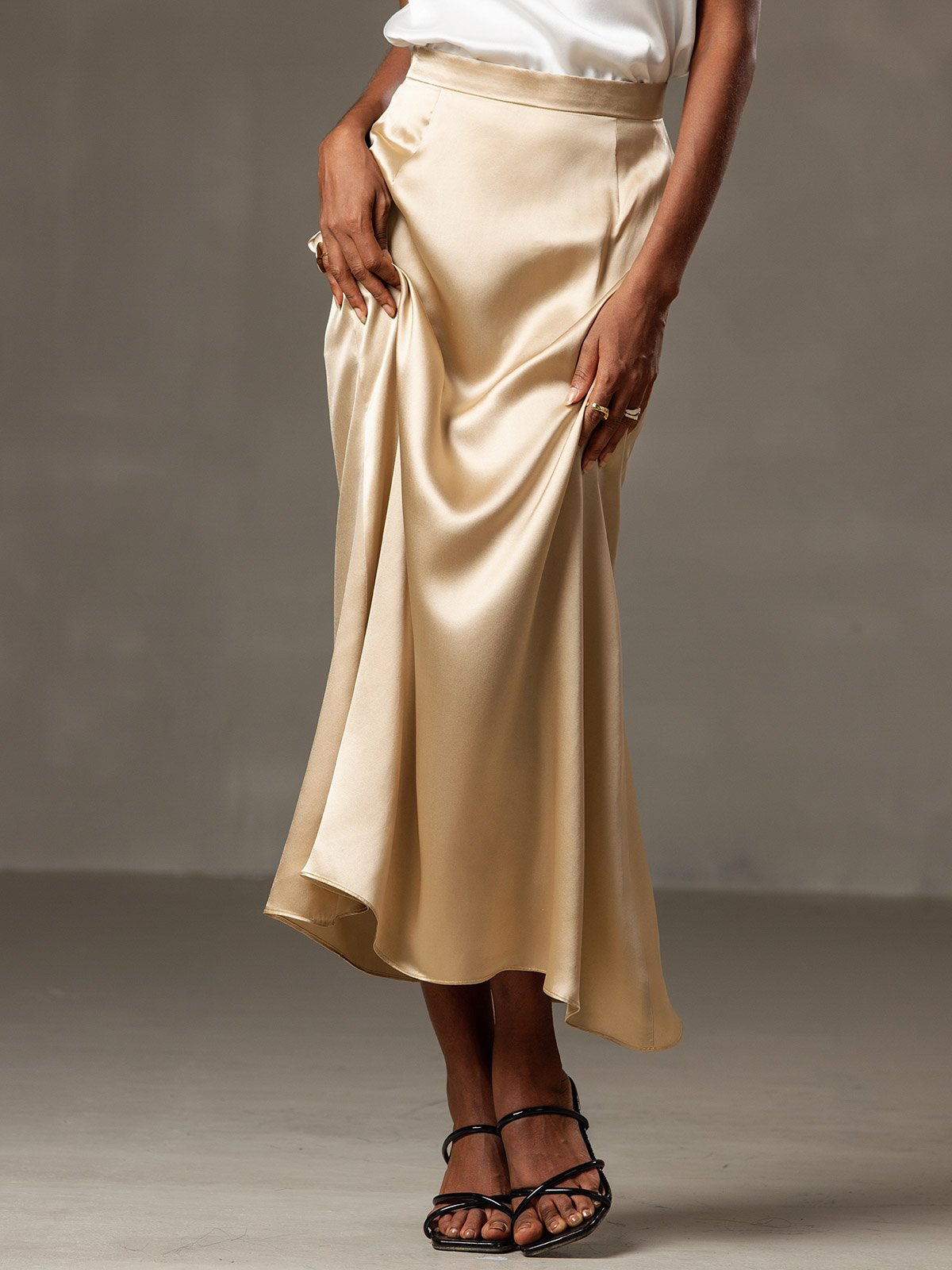 [Champán] SilkSilky-ES 19Momme Seda Skirt 002