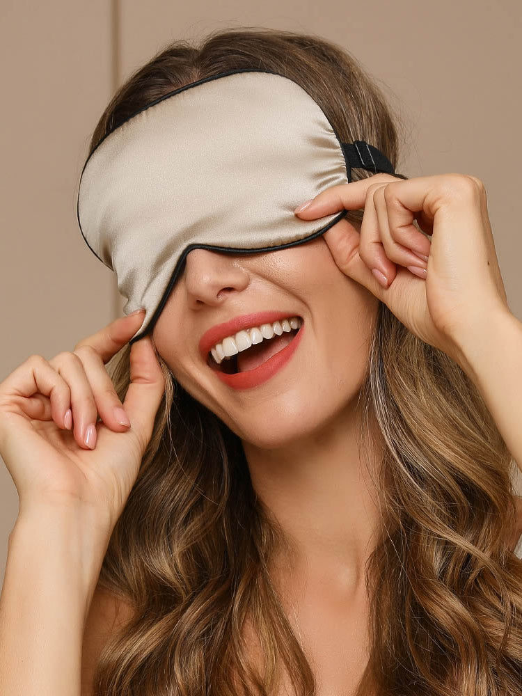 [Beige] SilkSilky-ES 19Momme Seda Pura Eye Mask 001