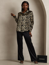 [Leopardo] SilkSilky-ES Long Sleeve Lapel Collar Blusas de Mujer 007