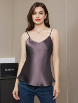 [Gris Púrpura] SilkSilky-ES Spaghetti Strap V Neck Top de tirantes 005
