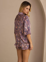 [Palma Rosa] SilkSilky-ES Half Sleeve Lapel Collar Pijamas de mujer 002