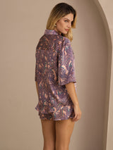 [Palma Rosa] SilkSilky-ES Half Sleeve Lapel Collar Pijamas de mujer 002