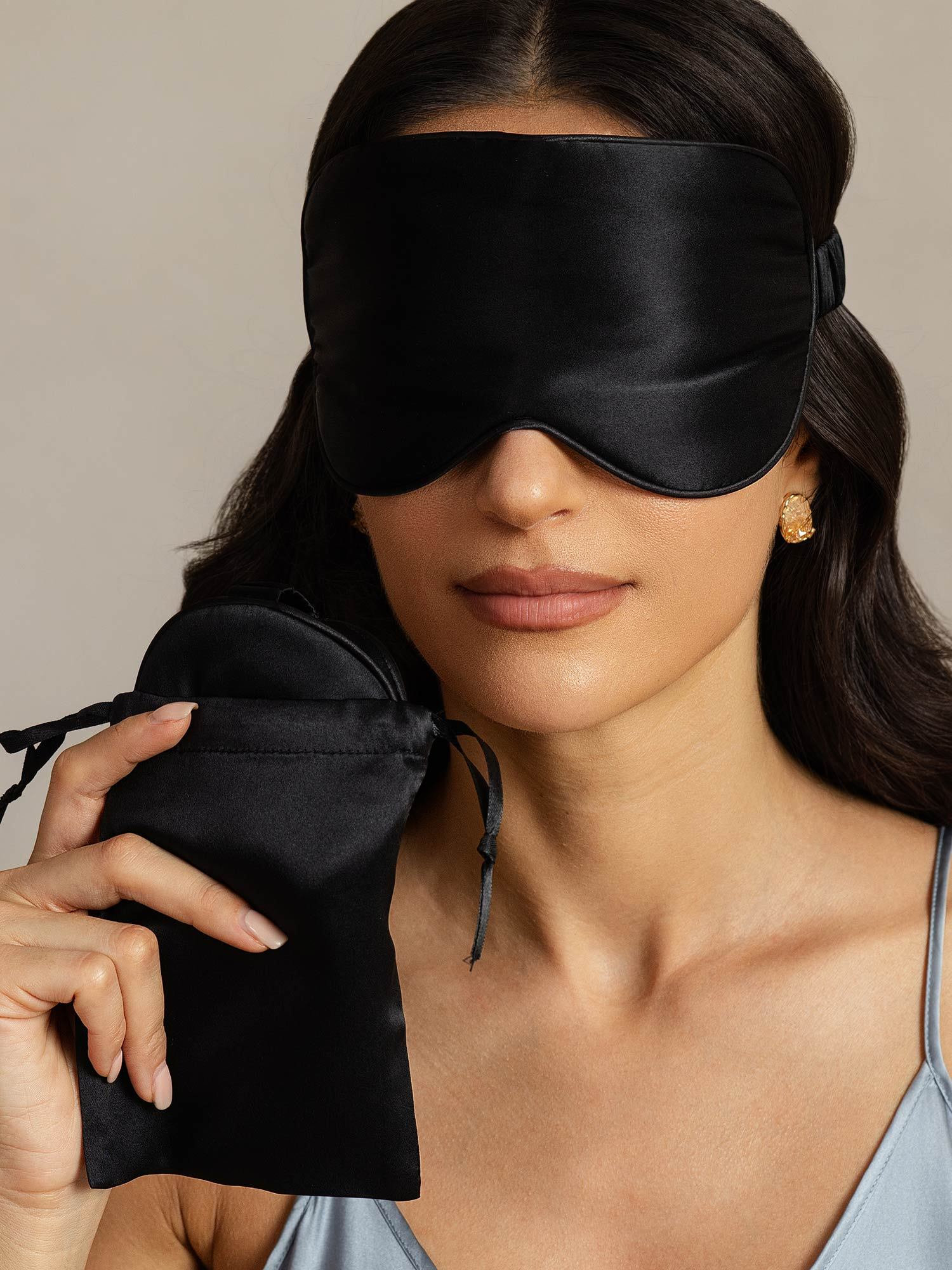 [Negro] SilkSilky-ES Seda Pura Eye Mask 006