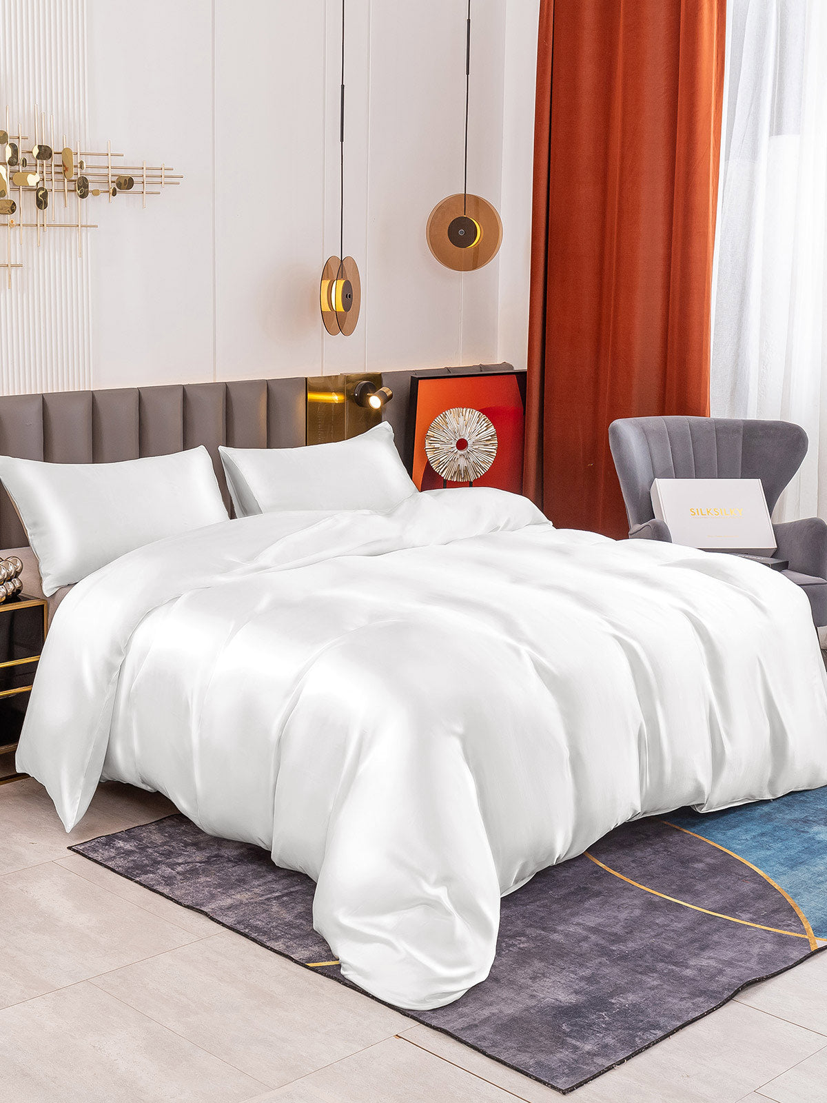 [Blanco] SilkSilky-ES 19Momme Juego de ropa de cama 001