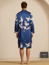 [Azul Oscuro] SilkSilky-ES 19Momme Long Sleeve Mens Pajamas 002