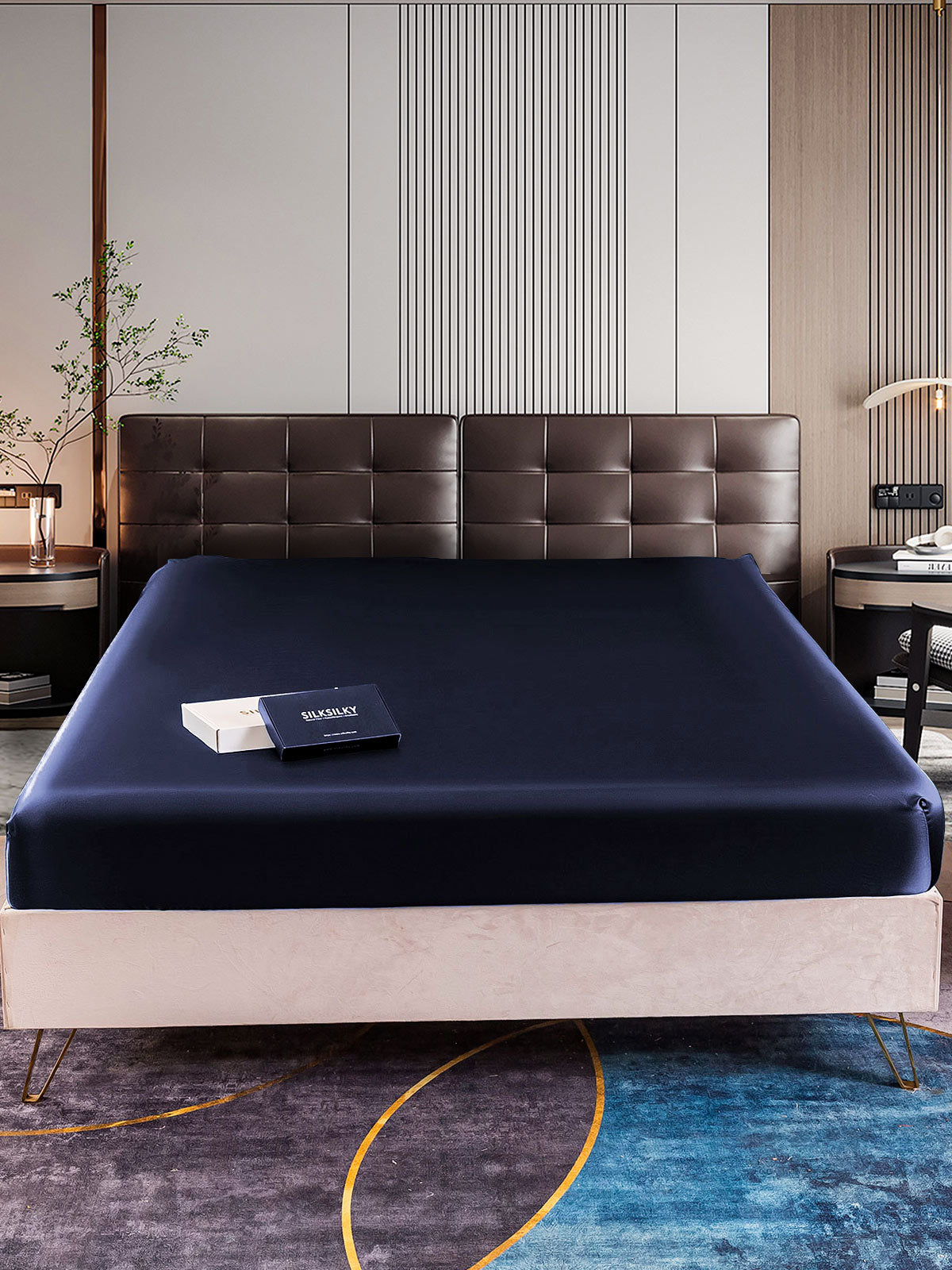 [Azul Oscuro] SilkSilky-ES 22Momme Seda Pura Sheet 001