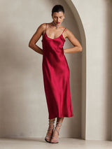 [Vino] SilkSilky-ES Spaghetti Strap V Neck Vestido 003