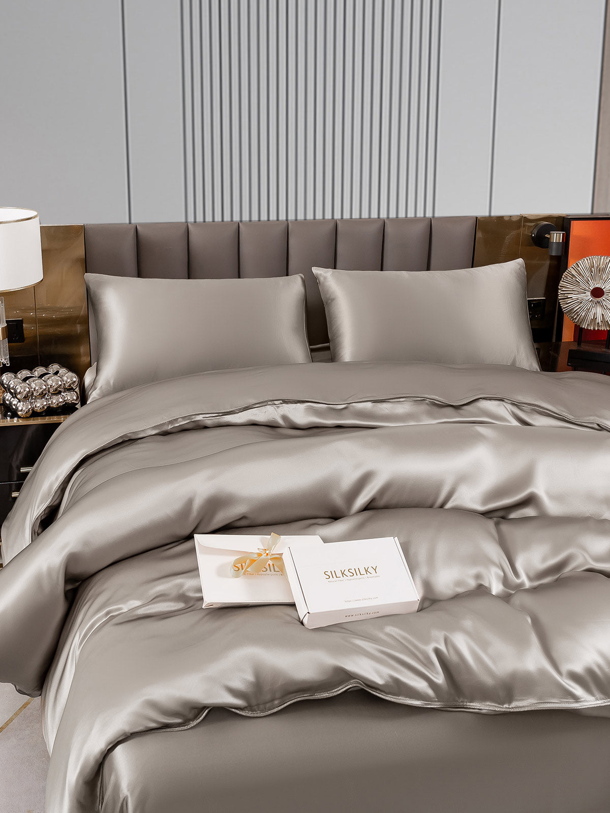 [Gris] SilkSilky-ES 22Momme Seda Pura Bedding Set 005