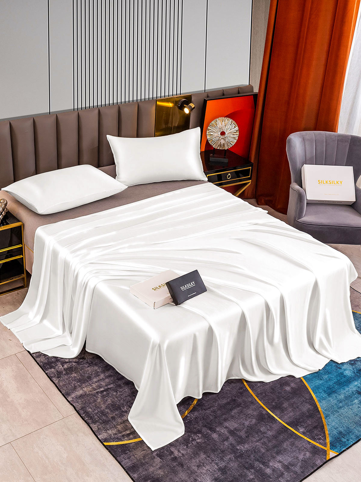 [Blanco] SilkSilky-ES 22Momme Seda Pura Bedding Set 002