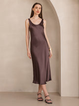 [Café] SilkSilky-ES Sleeveless Vestido 001