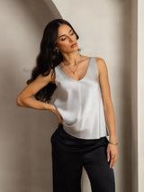 [Plata] SilkSilky-ES Sleeveless V Neck Top de tirantes 006