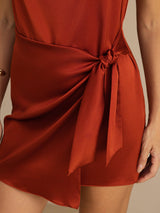 [Caramelo] SilkSilky-ES Sleeveless Cowl Neck Vestido 005