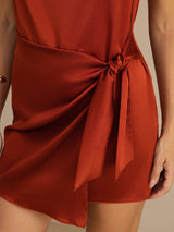 [Caramelo] SilkSilky-ES Sleeveless Cowl Neck Vestido 005