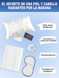 SilkSilky ES 19Momme Seda Pura Pillowcase Set Blanco 002