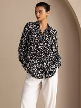 [Mota Negra] SilkSilky-ES Long Sleeve Lapel Collar Blusa 001