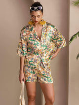 [Cocodrilo Arena] SilkSilky-ES Short Sleeve Notch Collar Pijamas de mujer 001