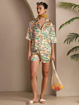 [Cocodrilo Arena] SilkSilky-ES Short Sleeve Notch Collar Pijamas de mujer 007