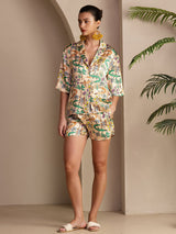 [Cocodrilo Arena] SilkSilky-ES Short Sleeve Notch Collar Pijamas de mujer 003