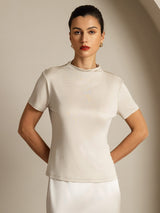 [Gris] SilkSilky-ES Short Sleeve Camisetas de Mujer 001