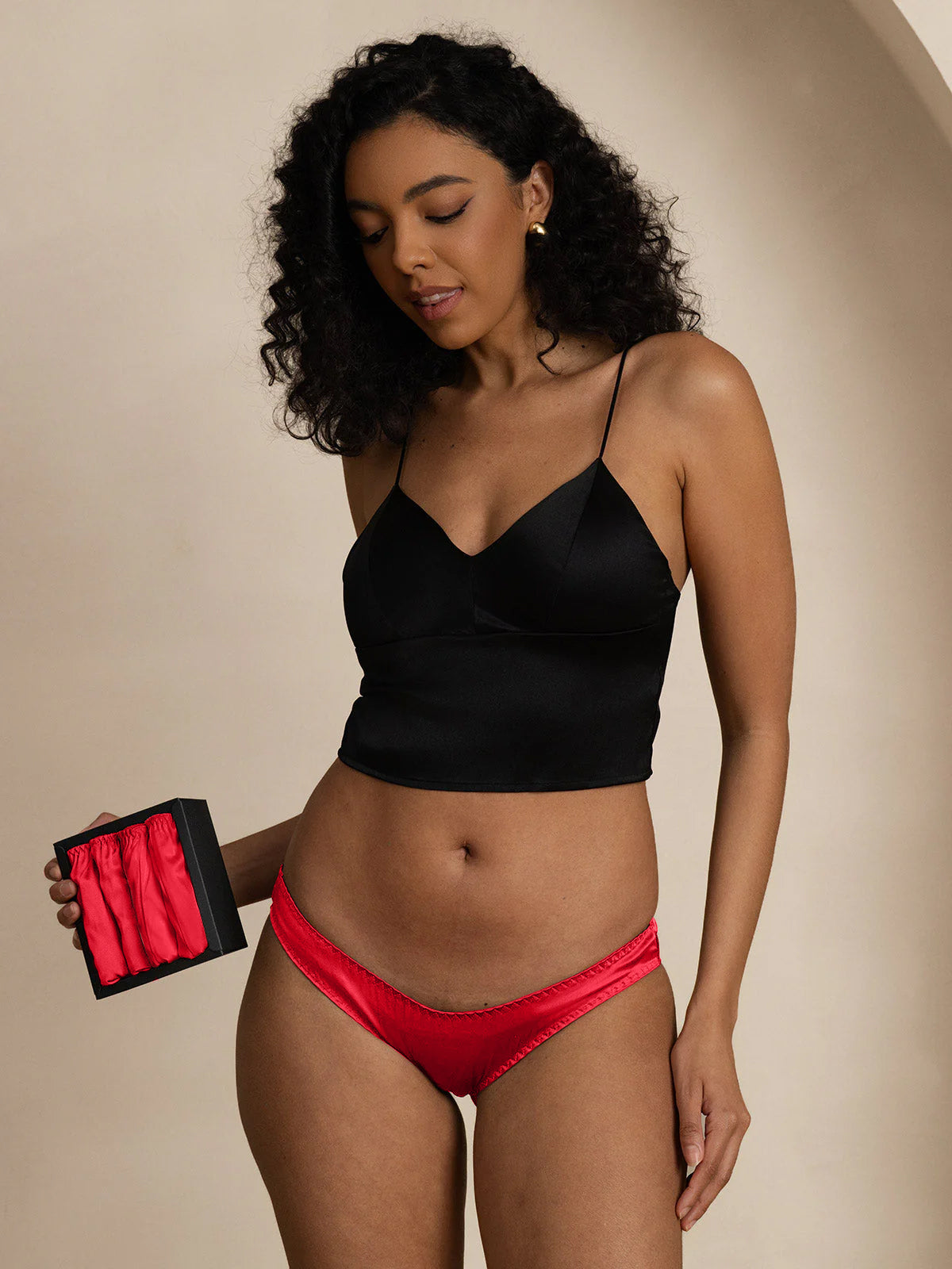 [Rojo] SilkSilky-ES Tejido de seda Panty 006,