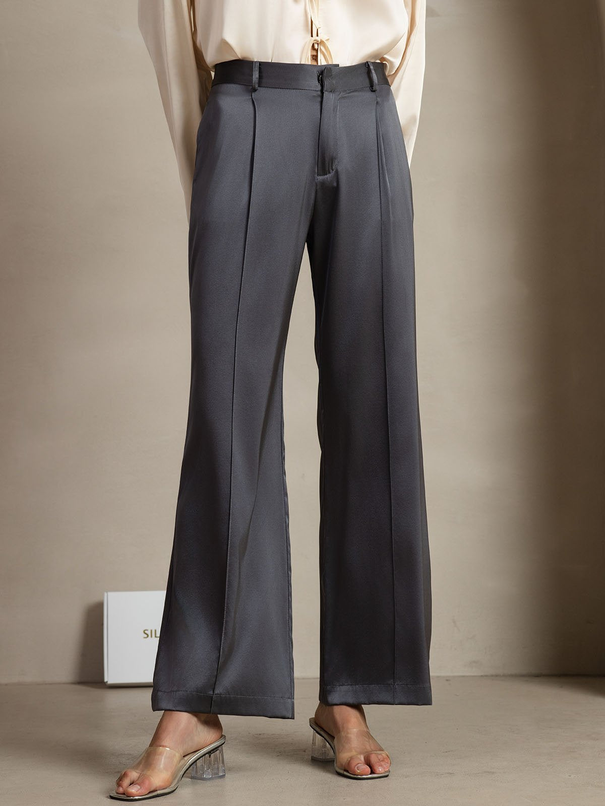 [GrisOscuro] SilkSilky-ES 19Momme Seda Womens Pants 005