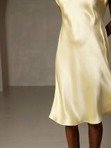 [Amarillo] SilkSilky-ES Cap Sleeve V Neck Camisón 007
