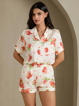 [Granada Blanca] SilkSilky-ES Short Sleeve Notch Collar Pijamas de mujer 003