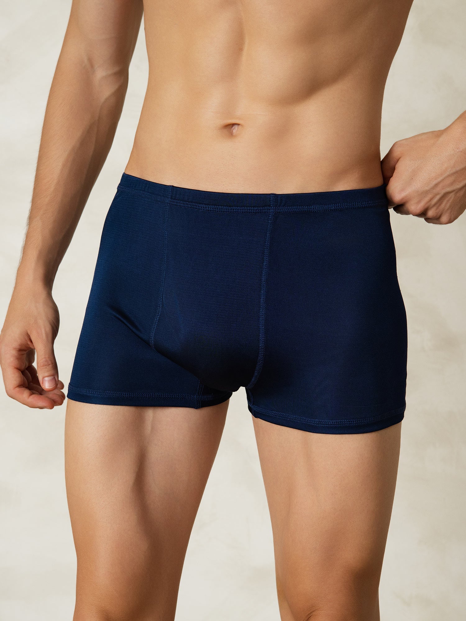 [Azul Oscuro] SilkSilky-ES Tejido de seda Mens Underwear 003